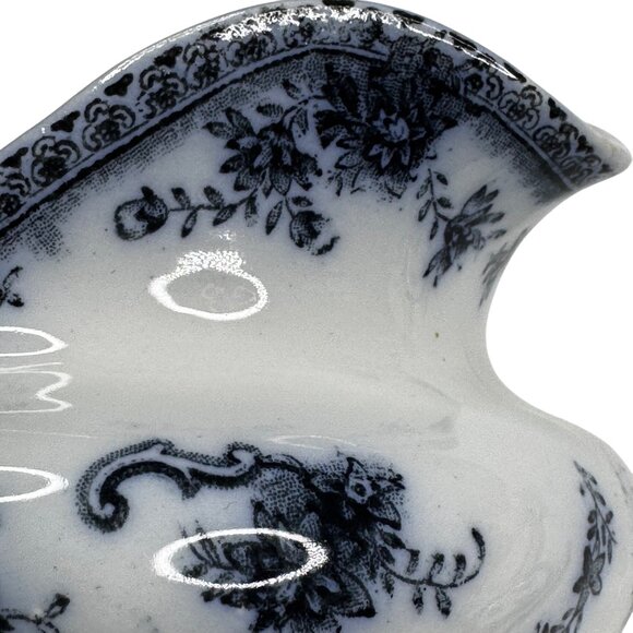 Antique Marlborough England Flow Blue Gravy Boat Porcelain  John Maddock & Sons - Picture 11 of 14